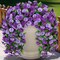 Artificial Flowers with Hanging Basket, Outdoor Faux Plants Silk Morning Glory Vines, Fake Green Arrangement for Garden Patio Spring Summer Decor(4 pcs,Purple)